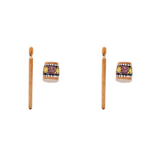 2Pièces Jouet Grenouille Guiro Bois Percussion Mallet Décoratif