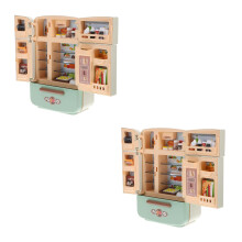 2Sets Mini Speelgoed Koelkast Met Mini Voedsel Voor Poppenhuis