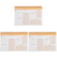 3Pièces Cahier De Planification Orange Spiralé Pour Usage