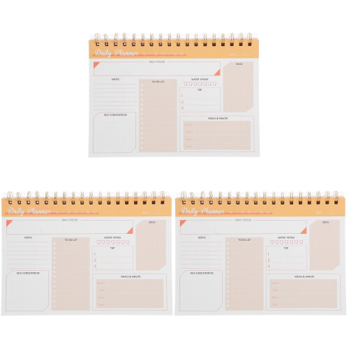 3Pièces Cahier De Planification Orange Spiralé Pour Usage