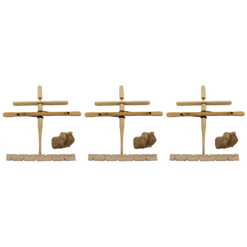3Ensembles Kits Bois Naturel Double Perçage Outils Feu Camping Khaki