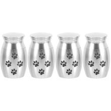 4Pièces Urnes Métal Pour Cendres Animaux Compact Argenté Durable