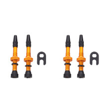2Paires Valves Tubeless Orange Métal Pour Solides