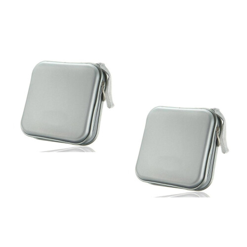 2Pcs Silver Plastic Cd Organizer 40 Disc Wallet Storage Case