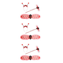 3Sets Ladybug Wings Costume Accessory Red Iron Wire for Cosplay