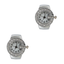 2Pcs Mini Alloy Ring Watch for Kids Silver Fashion Quartz Finger Watch