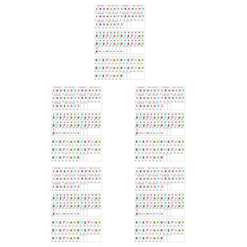 15Pcs Cartoon Piano Keyboard Stickers Multi Color Beginner Note Labels
