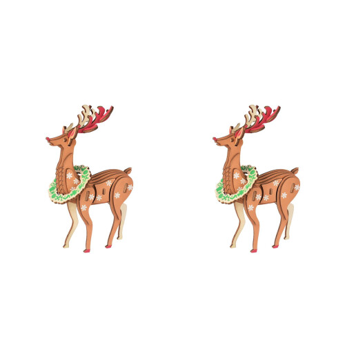 2St Kerst 3D Rendier Decor Multifunctioneel Voor Familie