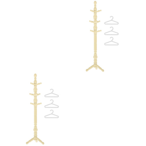 2Sets Practical Mini Doll Clothes Hangers Beige for Mini House Display