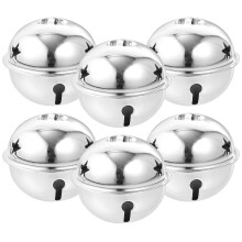 6Pcs Silver Bell Ornaments Xmas Tree Hanging Bells Party Decoration