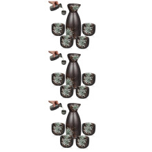3Sets Reusable Ceramic Japanese Sake Set Decorative Pot Cups