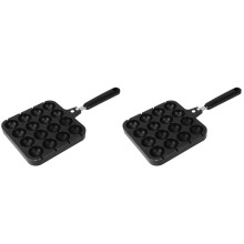 2Pcs Nonstick Takoyaki Pan Black Bake Plate with Ergonomic Handle Grip