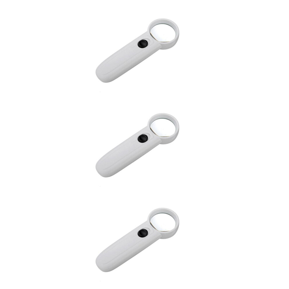 Aboofan White 3Pcs 15X Magnifying Glass With Leds For Map Reading And Jewelry