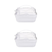 2Pcs Portable White Hamster Travel Cage Breathable Small Pet Box