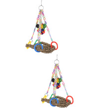 2Sets Hanging Bird Hammock Sturdy Parakeet Climbing Perch