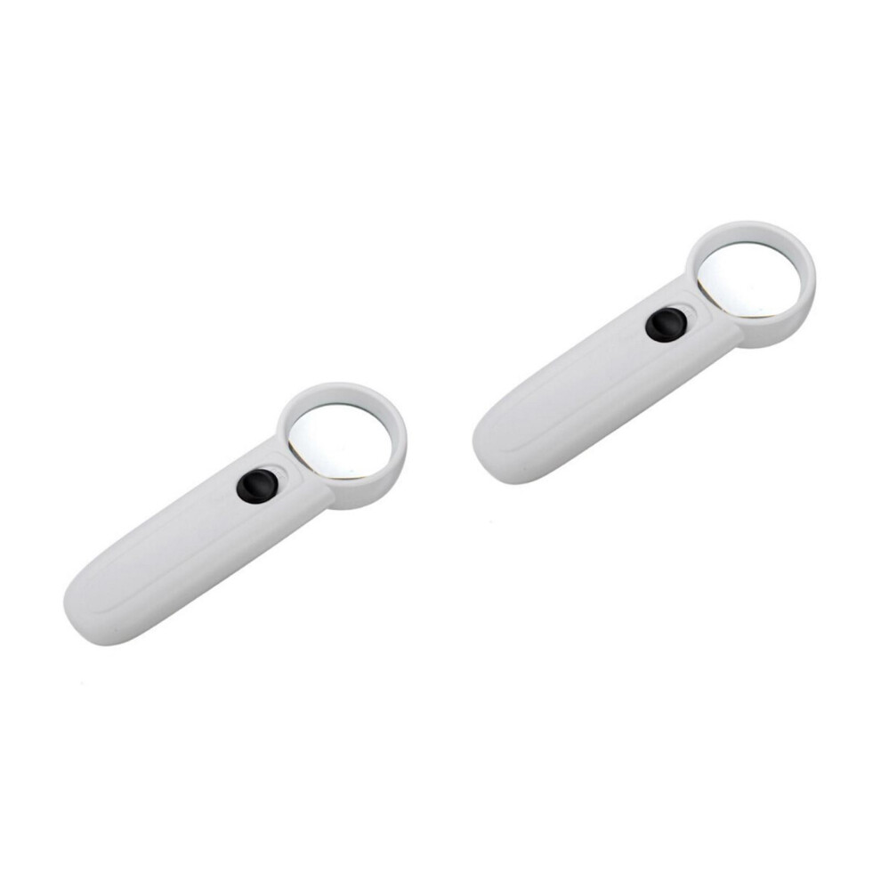 Vaguelly White 2Pcs Led 15X Magnifier Durable Jewelry Loupe For Map Reading