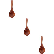 3Pcs Wooden Rice Paddle Brown Lightweight Rice Spoon Ladle