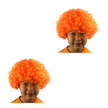 2Pièces Perruque Orange Clown Élastique Pour Carnaval Soirée Fête