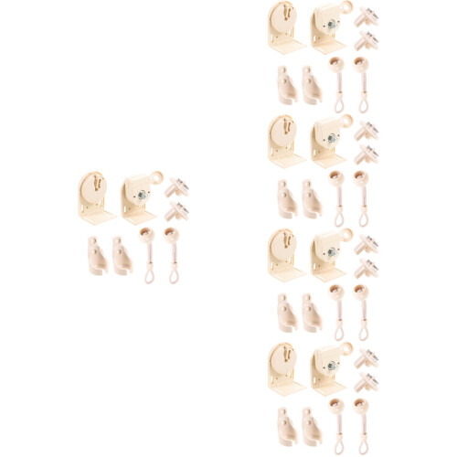5Sets Beige Curtain Track Bracket Ceiling Mount Windproof Cord Buckle