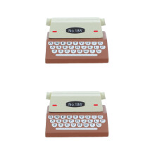 2Pcs Coffee Mini House Typewriter Model Retro Style Home Office Decor