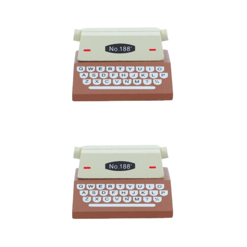 2Pcs Coffee Mini House Typewriter Model Retro Style Home Office Decor