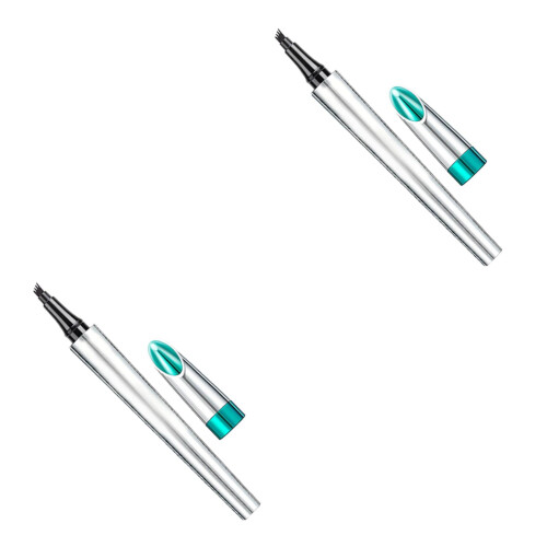 2Pcs Waterproof Eyebrow Pencil Silver Four-Fork for Women Gift