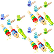 18Pcs Assorted Color Cartoon Animal Whistles Wooden Kids Party Toys