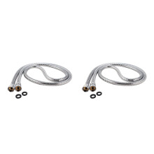 2Pcs Silver Bathroom Hose Shower Stainless Steel Double Lock Durable