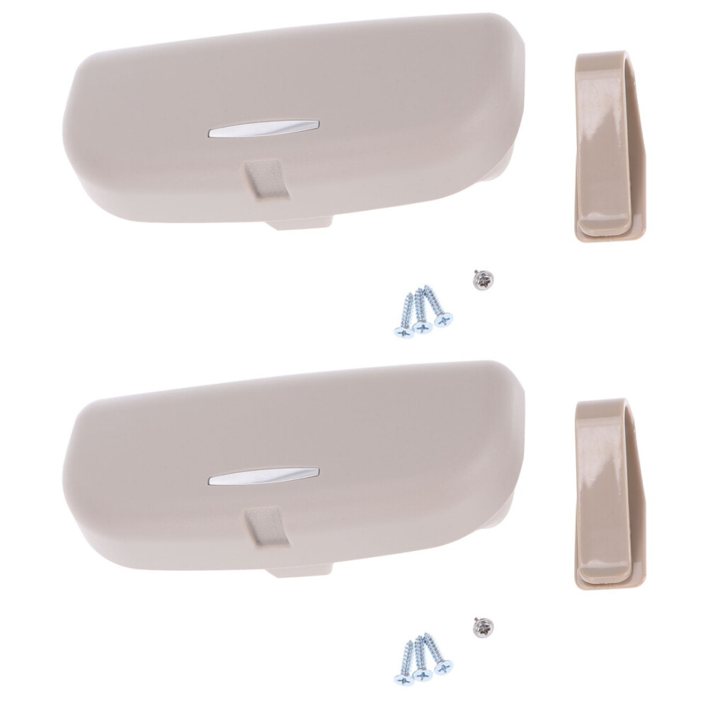 2Pcs Car Sunglass Holder Abs Plastic Sun Visor Clip With Cushion Beige 3704256810068