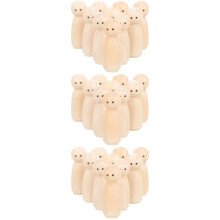 30Pcs DIY Wooden Peg Dolls Khaki Unpainted Blank Dolls for Kids Crafts