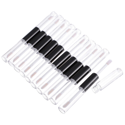 10Pcs Black Double End Lip Gloss Bottles Plastic Cosmetic Vials