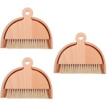 3Sets Portable Mini Broom and Dustpan White Wood for Kitchen Cleaning