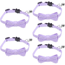 5Pcs Lavender Cotton Dog Bow Tie Collars with Bell Adjustable for Pets