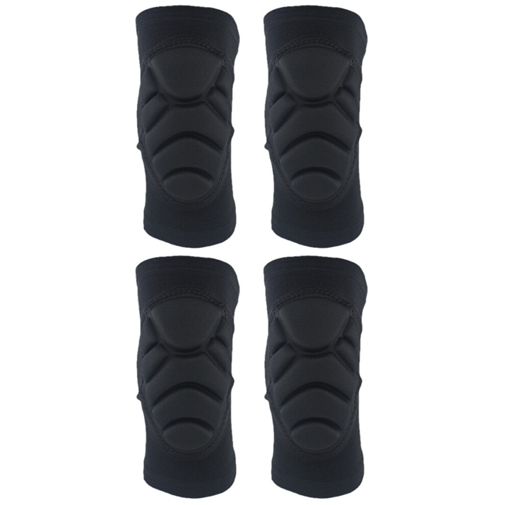 2Pairs Black Leg Protector Brace With Thick Sponge Pads For Sports 3704256809673