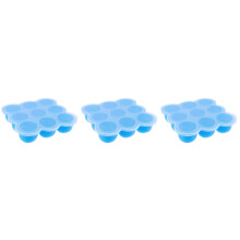 3Pcs Baby Silicone Food Container 9 Compartments Clear Lid Sky Blue