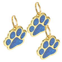 3Pcs Blue Zinc Alloy Pet Tags Paw Shape Dog Cat Id Hangings
