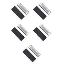 5Pcs 10-Hole Silver Harmonica Metal Blues Instrument for Music Lovers