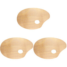 3Pcs Sturdy Wood Oil Painting Palette with Thumb-Hole for Painters