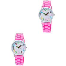 2St Roze Kinderhorloges Quartz Cartoon Meisjeshorloges Duurzaam
