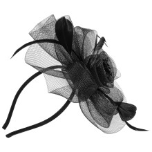 Zwarte Bruids Fascinator Hoofdband Stevig Vrouwen Hoofdtooi