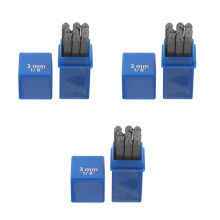 3Sets Assorti Kleuren Metalen Cijfers Stempelset En Leer Tools