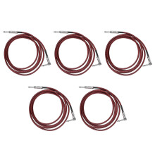 5St Professionele Donkerrode Gitaar Kabels Nylon