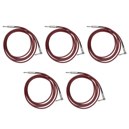 5St Professionele Donkerrode Gitaar Kabels Nylon