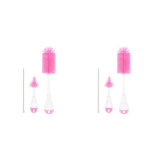 2Sets Roze Mammabottle Borstels Siliconen Met Lange Steel En Ophanggat