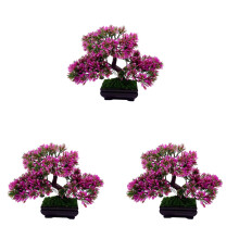 3St Paars Plastic Bonsai Kunstboom Voor Uitnodigende Inrichting