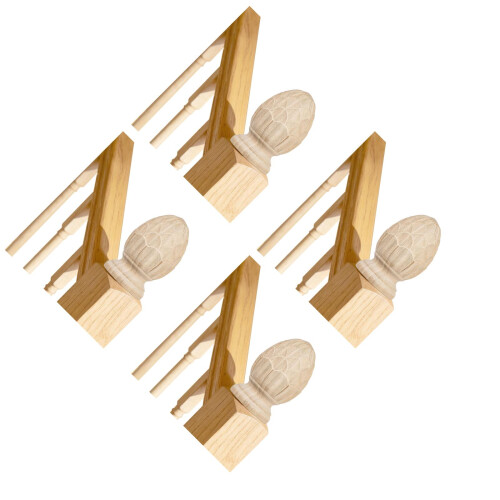 4St Massief Finials Khaki - Decoratieve Trappost Koppen