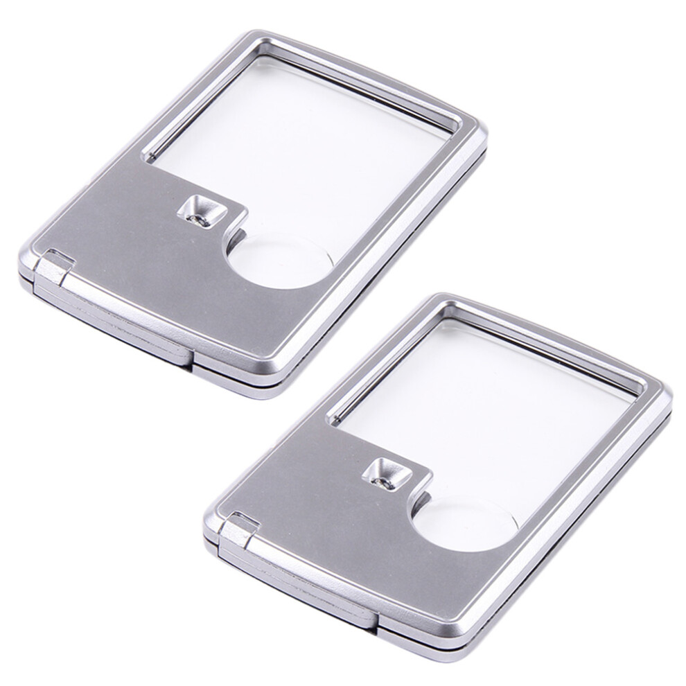 Aboofan Silver/Light 4Pcs Portable Reading Magnifiers With Brightness Led