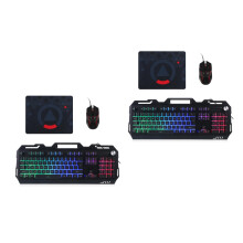 2Sets Gaming Keyboard Mouse Set Metaalpaneel Rgb Zwart