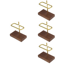 4Pcs Coffee Filter Holder Wooden Brass Stable Storage for Kitchen Bar