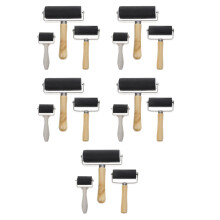 15St Printroller Set Met Hout, Rubber En Plastic Voor Hobby En